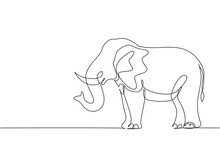 Single One Line Drawing African Elephant. Wild Animal. Big Cute Elephant Company Logo Identity. African Zoo Animal Icon Concept. Modern Continuous Line Draw Design Graphic Vector Illustration