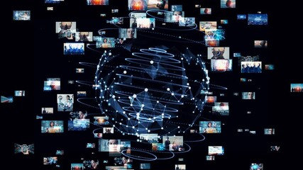Poster - Digital contents concept. Social networking service. Streaming video. communication network. 