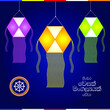 Colorful Vesak Lanterns on Gradient background. Vector illustration. Happy Vesak Day.