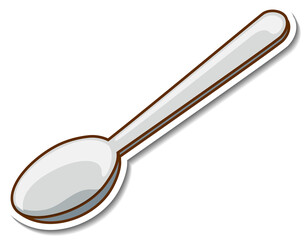 Sticker - Sticker spoon kitchenware on white background