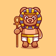 Cute Bear Pharaoh Carrying A Stick
