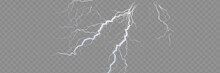 A Set Of Lightning Magic And Bright Light Effects. Vector Illustration. Discharge Electric Current. Charge Current. Natural Phenomena.