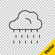 Black line Cloud with rain icon isolated on transparent background. Rain cloud precipitation with rain drops. Vector