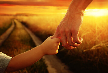 Wall Mural - hands of the parent and litlle child