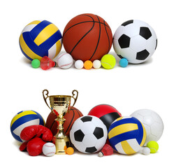 Wall Mural - Various sport equipments isolated on white