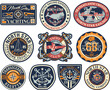 Sailing and yachting badges patches and symbols vector collection for nautical  print or embroidery