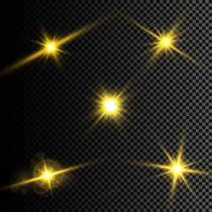 Wall Mural - Vector illustration of abstract flare light rays. A set of stars, light and radiance, rays and brightness.