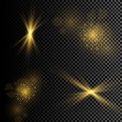 Wall Mural - Vector illustration of abstract flare light rays. A set of stars, light and radiance, rays and brightness.