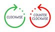 Rotate clockwise in green colour and rotate counterclockwise arrows in red sign icon