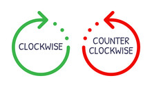 Rotate Clockwise In Green Colour And Rotate Counterclockwise Arrows In Red Sign Icon
