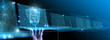 Hand show virtual laptop computer with CYBER SECURITY Business technology Cyber Security Firewall  and Antivirus Alert Protection Security with Cybersecurity and information technology.