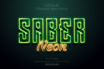Wall Mural - Saber Neon Glow Editable Premium Text Effect Font Style
