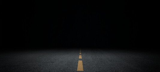 black asphalt road and empty dark street scene background with studio room interior texture for disp