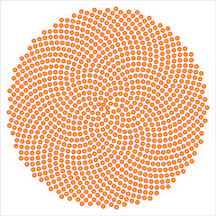 Dot placed in fibonacci pattern
