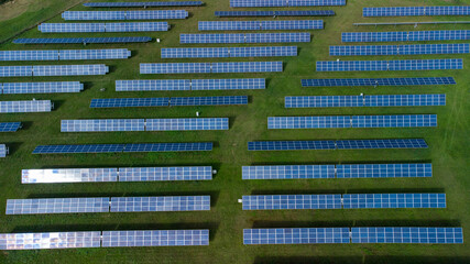 Canvas Print - Aerial view of solar panels for farms