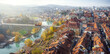 Panoramic aerial view of Bern with Federal Palace of Switzerland (Bundeshaus) and Kirchenfeld Bridge - Bern, Switzerland