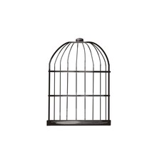 Empty Bird Cage. Watercolor Illustration. Isolated On White Background