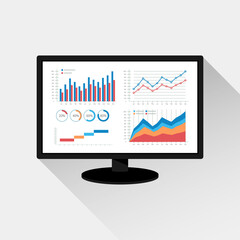 Website analytics and SEO data analysis concept. Modern graphic icon on monitor screen