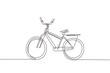 Single one line drawing classic city bicycle, ecological sport transport. Relaxing bike for community. Healthy lifestyle by cycling. Modern continuous line draw design graphic vector illustration