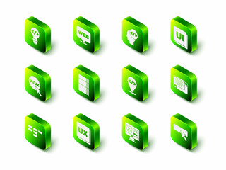 Set Web and graphic design, Front end development, UI or UX, and icon. Vector