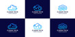set of technology cloud logo design, data storage