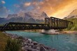 Cloudy Sunrise Glowing Over The Canmore Engine Bridge