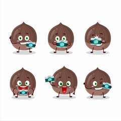 Sticker - Photographer profession emoticon with chestnut cartoon character