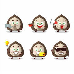 Sticker - Manchurian walnut cartoon character with various types of business emoticons