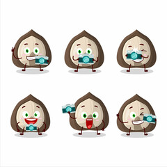 Sticker - Photographer profession emoticon with manchurian walnut cartoon character