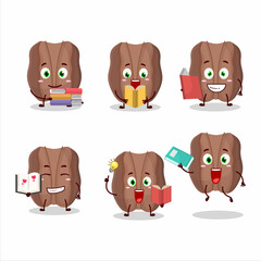 Poster - A picture of pecans cartoon character concept reading an amusing book