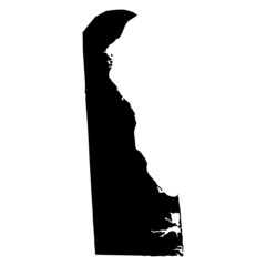 black map of state delaware on white background. High detailed vector Map of the U.S. state of Delaware. flat style.