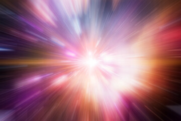 Wall Mural - colorful blur flare bright galaxy light warp moving forward effect abstract for background.