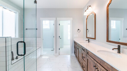 Wall Mural - Pano Interior of large bathroom with cohesive design and marble floor