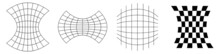 Distorted, Deformed Grids, Meshes, Checkerboards. Abstract Warp, Tweak Distortion, Deformation Effect Design Elements