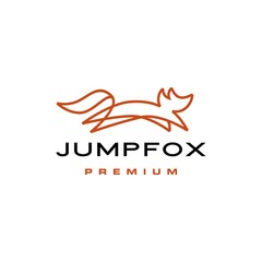 Canvas Print - jumping fox quick brown line outline monoline logo vector icon illustration