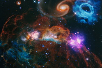 Wall Mural - collage on space, science and education items. elements of this image furnished by nasa.