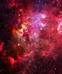 Poster - galaxy background with nebula, stardust and bright shining stars. Elements of this image furnished by NASA.