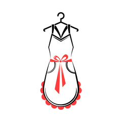 Sticker - Women's seхy bib apron with pockets with lace on a hanger