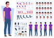 © CuteDesigns - Casual Man Character Creation set with Hand Gestures and Accessories Premium vector