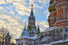 St Basil Cathedral And Spasskaya Tower