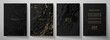 © Shiny777 - Contemporary cover design set. Art pattern with gold splash paint, old cracked texture, smudge on black background. Artistic vector collection for notebook, flyer template, luxe grunge poster