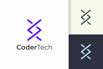 programmer or developer logo in simple and modern for tech company