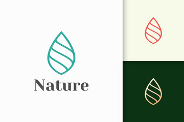 Leaf or plant logo in simple line shape represent cosmetic or health