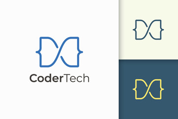 Programmer or developer logo in simple and modern for tech company