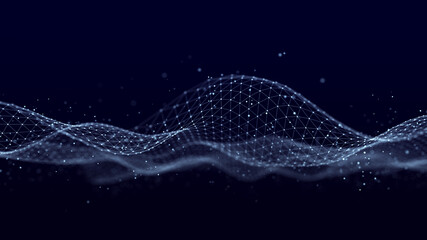 Wall Mural - Abstract polygonal space. Low poly 3d wire. Artificial Intelligence. 3D rendering.