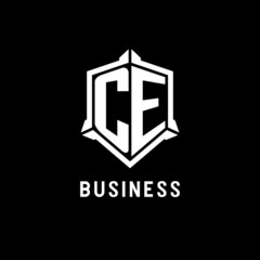 CE logo initial with shield shape design style