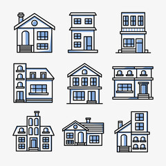 Sticker - city houses symbol collection