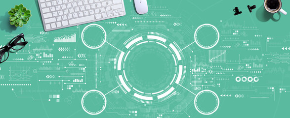 tech circle with a computer keyboard