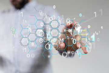 neural network 3d illustration. big data and cybersecurity