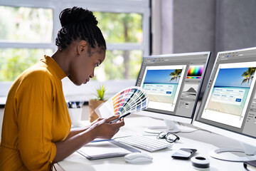 Wall Mural - African Designer Woman Working